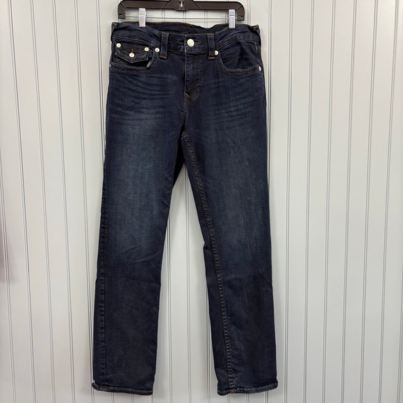 Men's True Religion Ricky Flap Blue Straight Jeans Waist 34